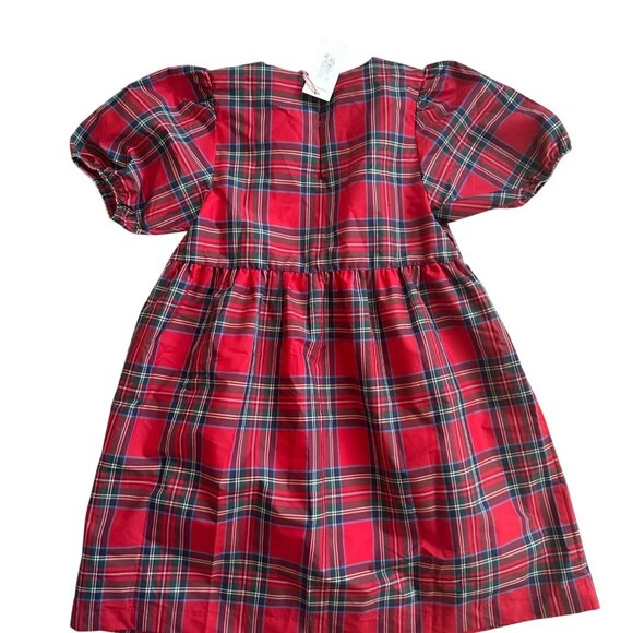 VINEYARDS VINES Girls Puff Sleeve Royal Stewart Red Holiday Dress Sz M NEW w tag - Picture 2 of 5